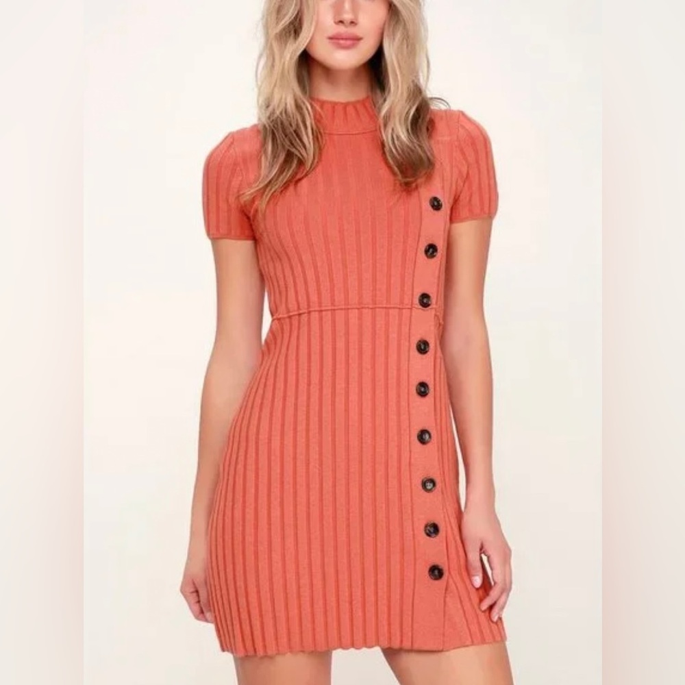 Free People Sweater Mini Dress with Buttons
